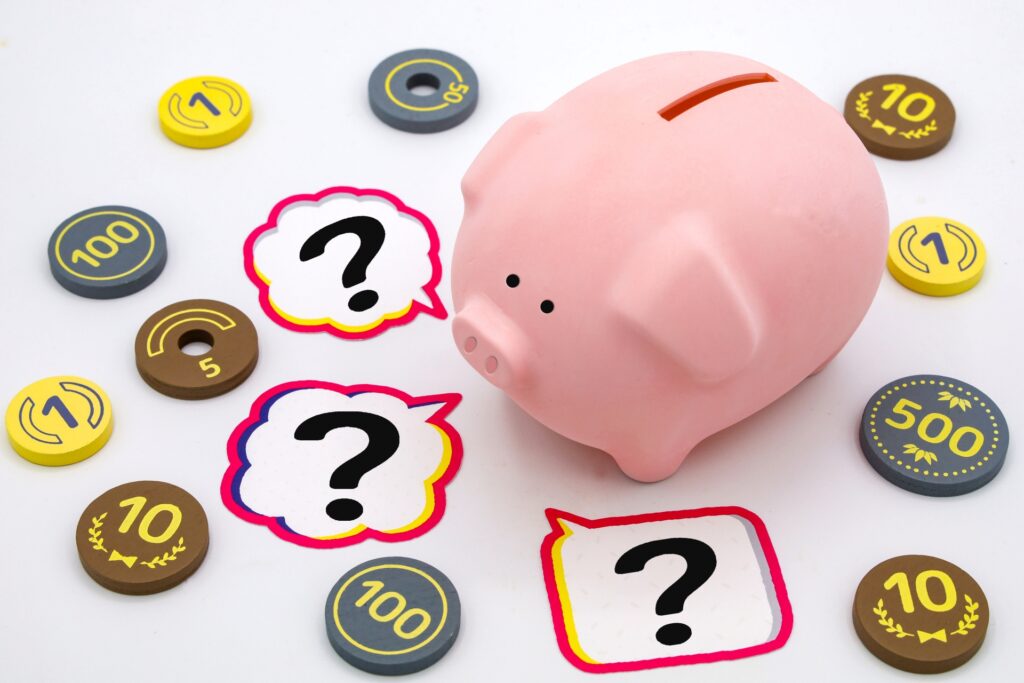 piggybank coins questionmarks