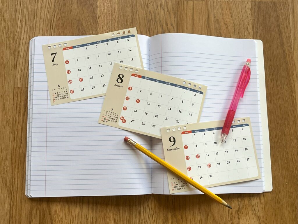 calendars on notebook