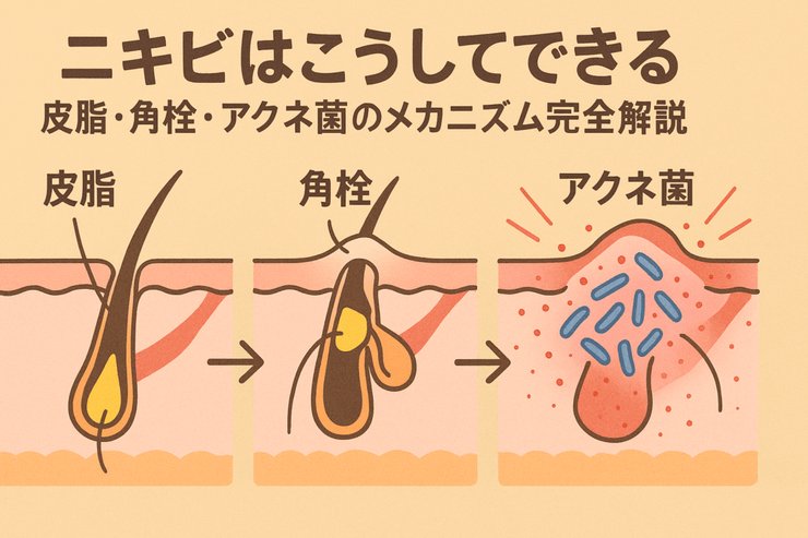 ニキビができるメカニズムの図解