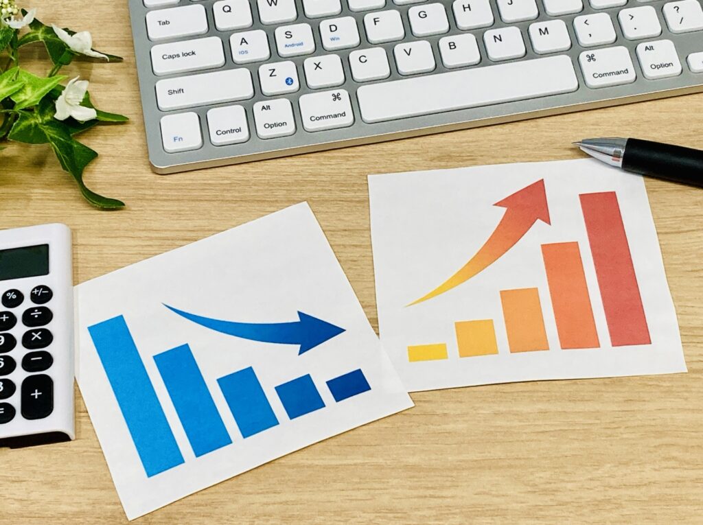 rising and falling bargraph