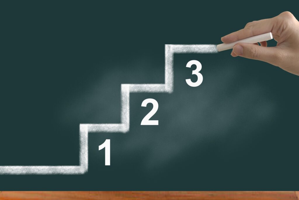 three step stairs chalk