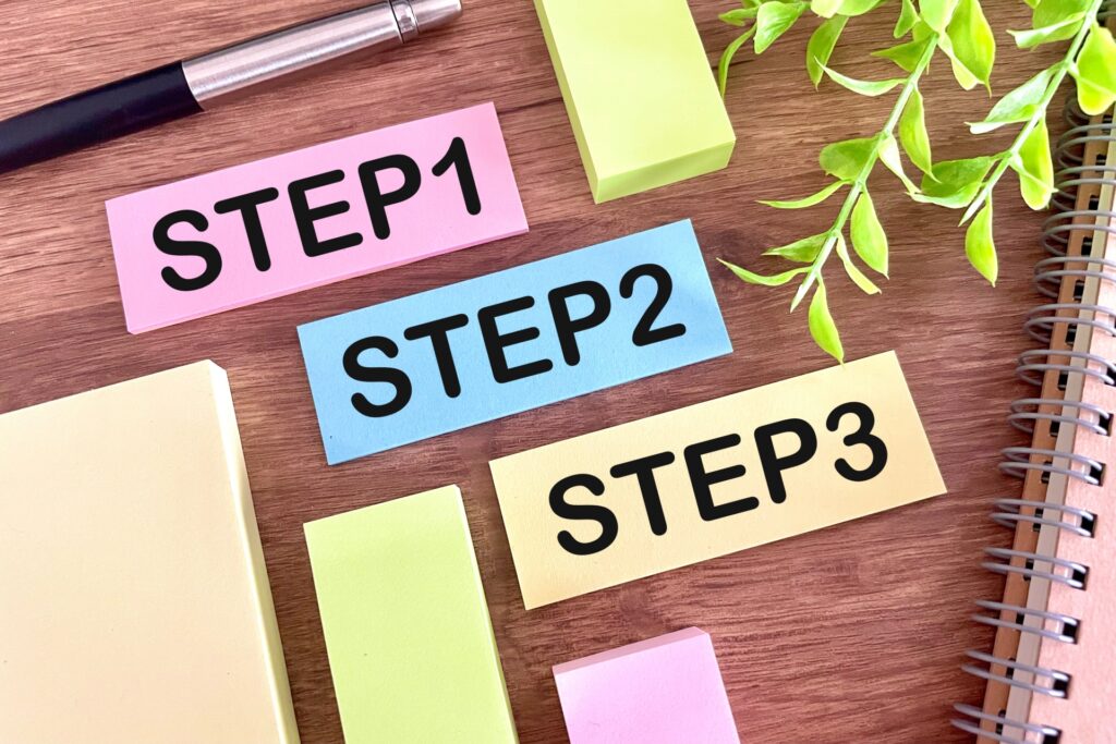 3 steps sticky notes