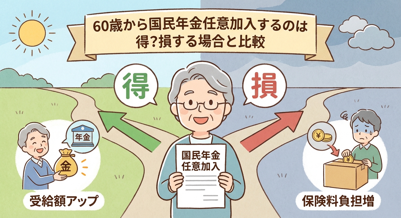 60歳から国民年金に任意加入？損得する場合を比較解説！