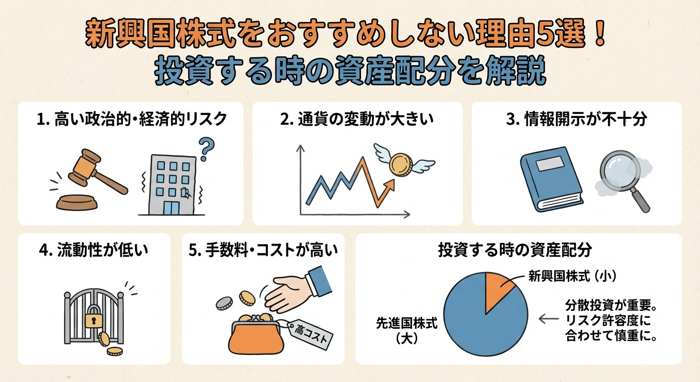 新興国株式をおすすめしない理由5選！投資する時の資産配分を解説