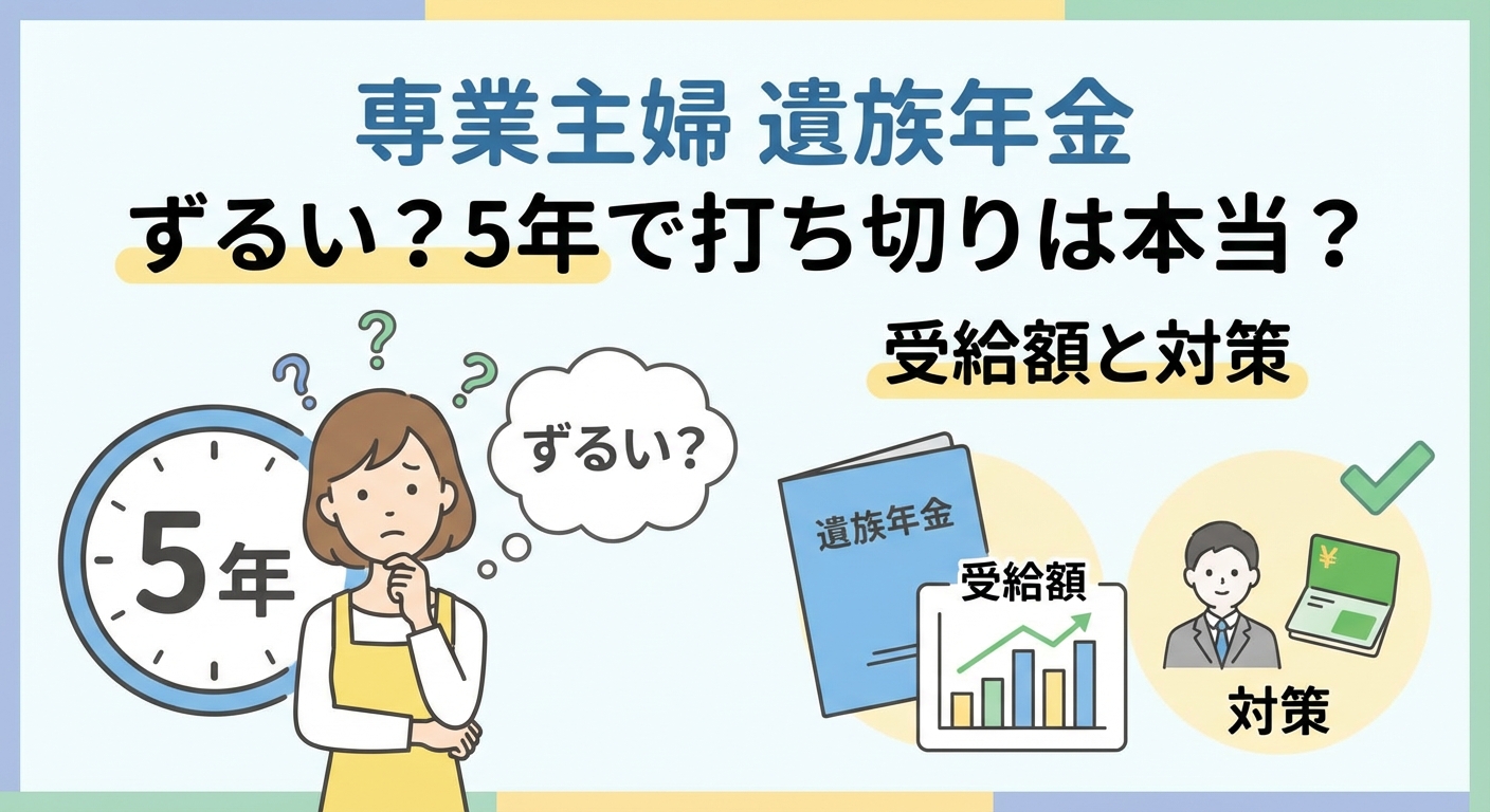 専業主婦 遺族年金 ずるい？5年で打ち切りは本当？受給額と対策