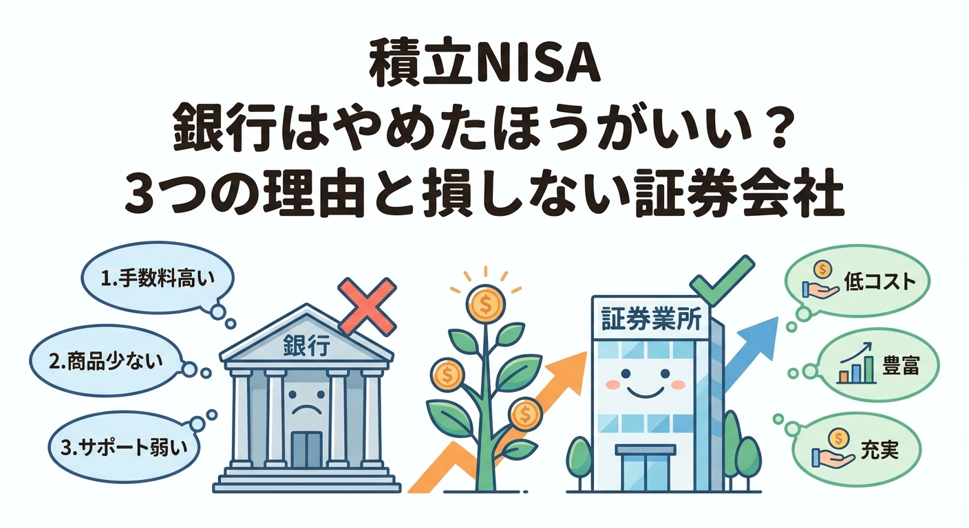 積立NISA 銀行はやめたほうがいい？3つの理由と損しない証券会社